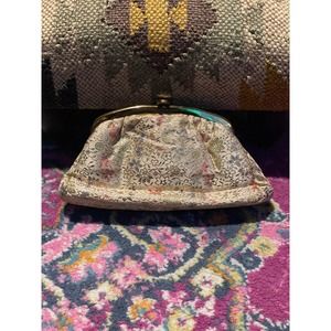 70s Magid Gold Floral Clutch with a coin Purse inside